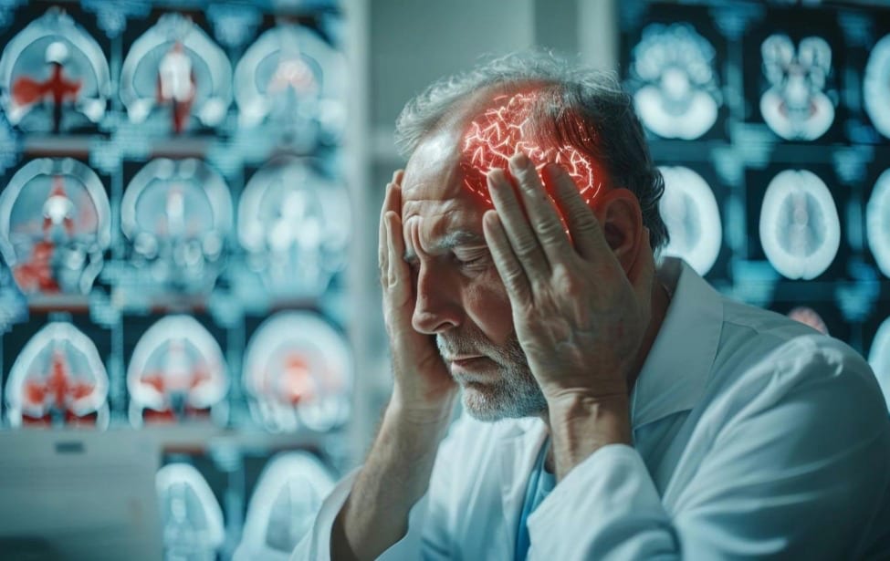 Hombre con dolor de cabeza