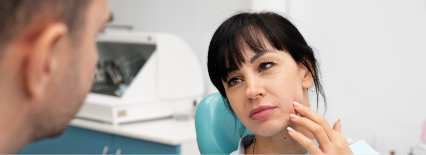 Mujer con dolor de muela